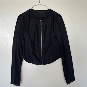 Guess By Los Angeles Black Mesh Ripple Cropped Jacket In Size Small